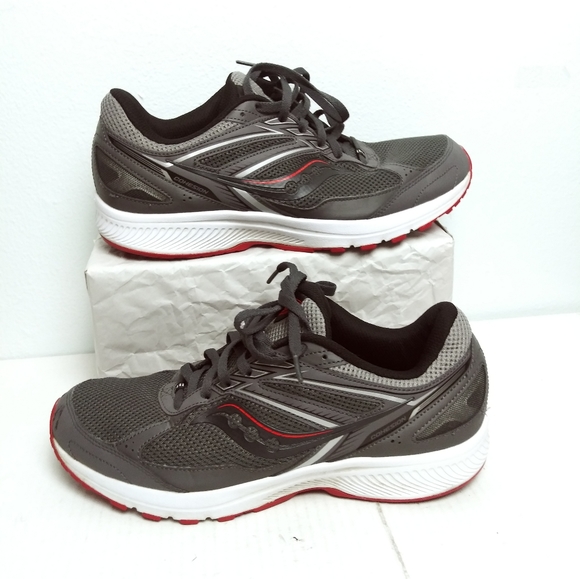 Saucony Cohesion 14 Trail Running Sneaker Shoes Men's Size 11.5 Charcoal/Red - Picture 1 of 16